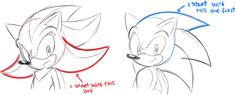 two drawings of sonic the hedgehog and tails