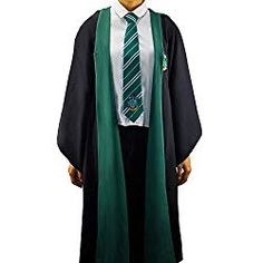 a person wearing a green and black graduation robe with a tie on it's lapel