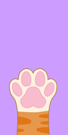 a cat's paw is sticking out from the top of a purple wallpaper