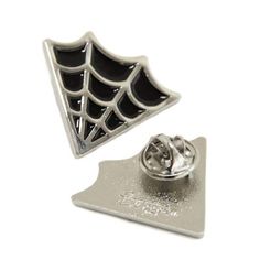 This incredibly cute set of two enamel pins is designed to fit on collar points. Soft enamel, made with silver colored metal and black fill. The artist's signature (Ectogasm) is stamped on the back. This unique accessory adds a hint of spooky style to any outfit. Features a pair of spiderwebs shaped to fit collar points. Each pin measures approx. 1" x 1.16". Spooky Style, Goth Fashion Punk, Punk Accessories, Soft Enamel, Halloween Fashion, Cute Sets, Halloween Jewelry, Accessories Unique, Punk Fashion