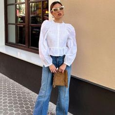 Style: Fashion Puff Sleeve Shirt Item Type: Tops Collar: O-Neck Clothing Length: Regular Closure Type: Button Fit Type: Slim Pattern Type: Solid Detail: Ruffle, Elastic Sleeve Style: Puff Sleeve Sleeve Length: Long Material: Polyester https://magpielivingdesign.myshopify.com/products/pocket-irregular-micro-mini-skirthttps://magpielivingdesign.myshopify.com/products/strapless-maxi-evening-dress https://magpielivingdesign.myshopify.com/products/bow-wrap-long-floral-skirt Size(IN/CM) Bust Length XS 31.50/80 50.00/127 S 33.07/84 50.39/128 M 34.65/88 50.79/129 L 36.22/92 51.18/130 Casual Long Sleeve Puff Sleeve Top With Ruffles, Casual Puff Sleeve Top With Ruffles, Casual Button-up Puff Sleeve Top For Fall, Casual Long Sleeve Puff Top With Ruffles, Casual Lantern Sleeve Puff Top For Work, Casual Long Sleeve Puff Sleeve Top For Work, Casual Long Sleeve Puff Top For Work, Casual Puff Sleeve Top With Lantern Sleeves For Daywear, Casual Puff Lantern Sleeve Top For Daywear