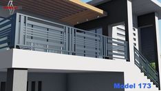 an architectural rendering of a modern house with balcony and balconies on the second floor