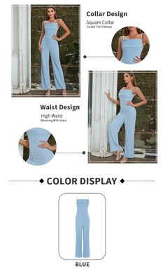 Introducing our beautiful Pearl Strap Light Blue Jumpsuit. perfect for any casual occasion! This jumpsuit is designed to keep you comfortable while still looking stylish and chic. The jumpsuit comes in a sleek and stylish design that is sure to turn heads.Crafted from high-quality polyester and cotton. this jumpsuit is both comfortable and durable. The knitted fabric type ensures that the jumpsuit maintains its shape and structure. while the light blue color adds a pop of color to your outfit.Fe Light Blue Jumpsuit, Blue Jumpsuit, Blue Jumpsuits, Collar Designs, Casual Dinner, Light Blue Color, Stylish Design, Color Patterns, Wide Leg Pants