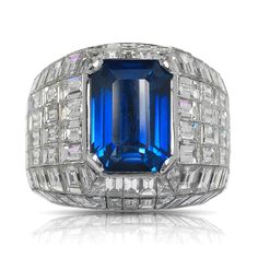 DROGON 30 CARAT MEN’S SAPPHIRE AND DIAMOND CHANDELIER RING 14K WHITE GOLD Center Sapphire Carat Weight: 8.39 Carats Color Grade : VIVID ROYAL BLUE Shape: EMERALD CUT Cut : BRILLIANT Ring: Metal: 14K WHITE GOLD Style: MEN'S CHANDELIER DIAMOND RING Diamonds: 21 Carats. Size: Can be adjusted to any size. Made in NYC Shipping: Free U.S Shipping U.S: Free International: $99 flat rate I get a kick out of knowing that you got the best possible deal in the current market. All prices listed are competiti Brilliant Ring, Billionaire Luxury, Diamond Chandelier, Mens Jewellery, Blue Emerald, Expensive Jewelry Luxury, Jewelry Luxury, Luxury Rings, Expensive Jewelry