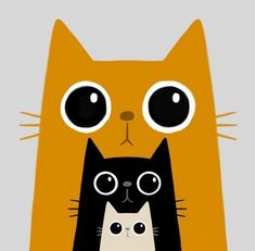 an orange cat with big eyes and a black cat on its back are standing next to each other