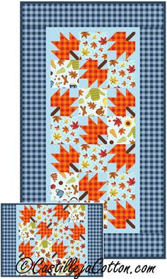 Autumn in the Air Table Runner and Placemat Pattern by Castilleja Cotton Bear Tracks Quilt, Fall Table Runner Patterns, Leaf Table Runner, Placemat Patterns, Halloween Quilt Patterns, Primitive Quilts, Patterns Simple, Christmas Quilt Patterns, Fall Table Runners