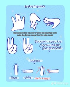 the instructions for how to draw hands in different positions and sizes, with pictures on them