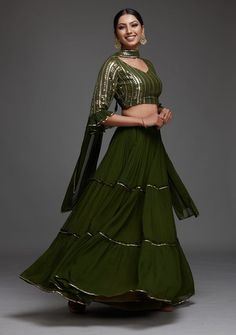 Sequence Embroidery, Georgette Lehenga, Lengha Choli, Traditional Indian Dress