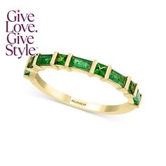 in stock Green Emerald Stackable Ring With Baguette Cut, Green Baguette Cut Stackable Emerald Ring, Effy Jewelry, Jewelry Repair, Stackable Ring, Stackable Rings, Yellow Gold Rings, Online Jewelry, Statement Rings