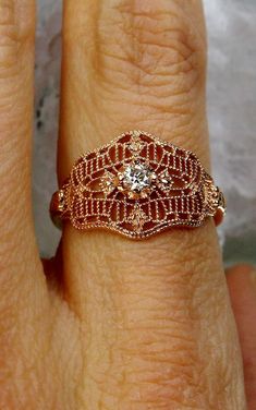 Excited to share the latest addition to my #etsy shop: White CZ Art Deco/Victorian Solid Sterling Silver & Rose Gold Filigree Ring Size: {Made To Order} Design #218 https://etsy.me/2UnQIzw #jewelry #ring #rosegold #no #yes #girls #white #cubiczirconia #floral Filigree Ring Gold, Natural Ruby Ring, Ring Rosegold, Antique Filigree, Order Design, Filigree Jewelry, Jewelry Antique, Gold Filigree, Filigree Ring