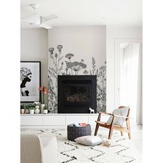 Fireplace Wallpaper, Living Room Design Diy, Fireplace Decorating, Wallpaper Fireplace, Farmhouse Fireplace, Coastal Living Rooms, Modern Fireplace, Dream Living, Living Room Diy