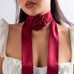 Material: Alloy Fashion Element: Tulip Style: Natural Elegant Party Choker For Valentine's Day, Elegant Valentine's Day Jewelry, Adjustable Rose Choker For Parties, Elegant Adjustable Rose Red Jewelry, Elegant Rose Choker For Party, Rose Red Party Necklace, Elegant Rose Colored Party Choker, Collar Rosa, Jewelry Y2k