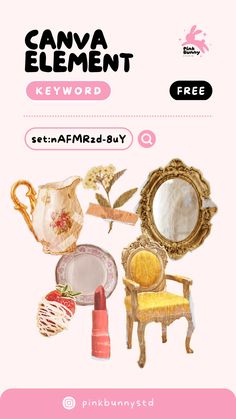 an advertisement for a makeup product with various items on it and the text, canva element keyword