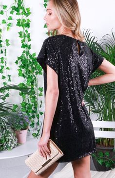 Women's short sleeve black sequin mini dress Spring Sequin Dress With Contrast Sequin And Short Sleeves, Spring Sequin Dress With Contrast And Short Sleeves, Summer Dresses With Contrast Sequin And Short Sleeves, Embellished Knee-length Sequin Dress For Summer, Knee-length Sequined Mini Dress For Date Night, Glamorous Fitted Sequin Dress With Short Sleeves, Glamorous Fitted Short Sleeve Sequin Dress, Spring Sequin Short Sleeve Dress For Night Out, Spring Short Sleeve Sequin Dress For Night Out