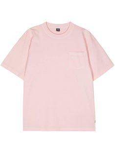 light pink cotton crew neck chest patch pocket short sleeves straight hem Pink Oversized Shirt, T Shirt Vest, Pink Shirt, Pink Cotton, Oversized Shirt, Body Size, Shorts With Pockets, Knee Length Dress, Cotton T Shirt