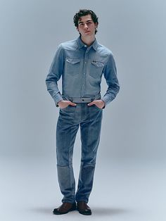 THE FULL-CIRCLE LOOK Saved from the landfill, reimagined for many more years of wearing. Our classic regular straight leg jean, otherwise known as the Greensboro, has a whole new look. This circular interpretation is crafted in collaboration with Beyond Retro from a patchwork of discarded denim, repurposed and ready to become your new essential. Highlights include a mid-rise waist, a regular fit, and a classic straight leg that looks good cuffed or uncuffed. These jeans come fully equipped with Medium Wash Jeans With Pockets For Rodeo, Dark Wash Jeans For Rodeo With Five Pockets, Straight Leg Denim Blue Jeans For Rodeo, Dark Wash Jeans For Rodeo, Cotton Jeans With Pockets For Rodeo, Cotton Jeans For Rodeo, Medium Wash Jeans With Five Pockets For Rodeo, Cotton Straight Leg Jeans For Rodeo, Denim Jeans For Rodeo