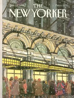 the new yorker magazine cover shows people waiting in line to get into the train station