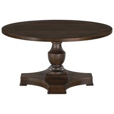 a round wooden table with two pedestals on each side and an oval wood top