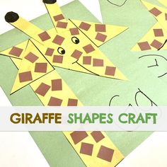 giraffe shapes made out of paper with the words giraffe shapes craft