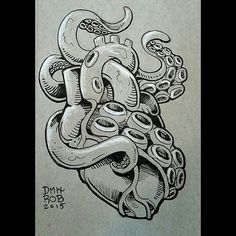 a drawing of an octopus in the shape of a heart