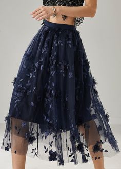 Plus Size Navy Embroidered Floral Tulle Skirts SummerFabric: TulleSize & Fit: This garment fits true to size.Length: Size 2XL measures 30.81"from waist to hem.Waist:Fitted - elastic waist allows stretch Hip: Loosely Fitted. room for hips. Hand Wash Cold. Floral Embroidered Full Skirt Bottoms, Flowy Full Skirt With Floral Embroidery, Elegant Floral Embroidered Party Skirt, Embroidered Full Skirt For Wedding, Lace Dress With Flared Skirt For Parties, Embroidered Flowy Party Skirt, Party Dress With Lace And Flared Skirt, Lace Skirt With Floral Embroidery For Party, Embroidered Flowy Skirt For Party