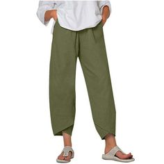 Welcome to our store (*) Womens Linen Wide Leg Lounge Pant High Waist Baggy Casual Pant Linen Palazzo Pants Summer Boho Wide Leg High Waist Casual Lounge Pant Trousers casual pants with pockets, stretch elastic high waist, wide leg, relaxed fit, beach trousers pants, sweatpants, casual style, and the loose fit is perfect for lounge or sporty Different Style Outfits Inspo Customer Show Detai Size Chart This beach trousers pants is simple but stylish, it is a all-match item that every fashionable Linen Style Fashion, Celana Fashion, Cotton Linen Trousers, Wide Leg Crop Pants, Harem Pants Women, Legging Jeans, Casual Chique, Cotton Linen Pants, Solid Color Pants