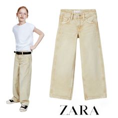 Brand New With Tags | Size 6, 7, And 13-14 Years | Smoke And Pets Free Home | Cod 6688/602 Straight Jeans With Adjustable Interior Waistband And Front Button Closure. Five Pockets. Box P91 Kids Sand, Toddler Jeans, Flare Denim Jeans, Juicy Couture Charms, Zara Girl, Kids Denim, Zara Kids, Jeans Kids, Straight Fit Jeans