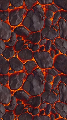 an image of rocks that are glowing in the dark and orange light, with fire coming from them