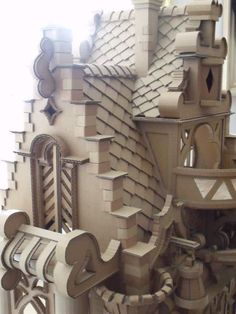 a model of a castle made out of cardboard