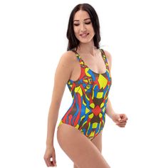 The CZT x KP LISTENER SUPPORTED One-Piece Swimsuit / Body Suit is designed to bring out the best features of all figures. Enjoy the luxurious feel of its fabric, and the flattering design that will have everyone asking where you got it. Perfect for pool or beach days! 82% Polyester, 18% Spandex Chlorine-resistant fabric Cheeky fit with a scoop neckline and a low scoop back Zig-zag stitching Double-layer front Four-way stretch material ORIGINAL ARTWORK: LISTENER SUPPORTED by Kent Paulette Size gu Polka Dot One Piece, Swimsuit Body, Floral One Piece, Swimsuit Design, Yellow Ties, Pineapple Print, Sunflower Print, Swimsuits For All, Body Suit