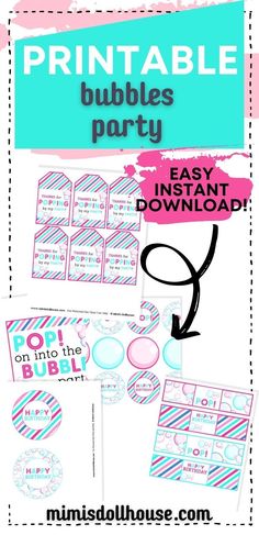 the printable bubble party is perfect for any child's birthday