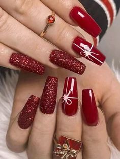 Red Christmas Nails, Cute Christmas Nails, Christmas Nails Easy, Christmas Nails Acrylic, Nail Swag, Winter Nail Designs, Festival Nails