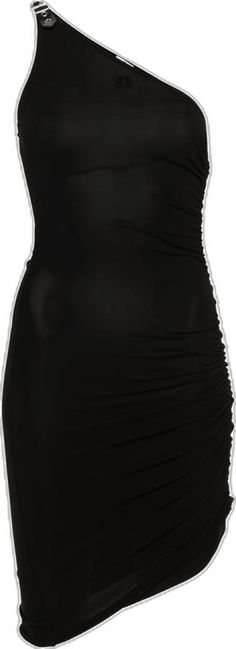 Sleek One-shoulder Ruched Dress, Sleek One Shoulder Ruched Dress, Black One-shoulder Bodycon Dress, Black One-shoulder Elastane Bodycon Dress, One-shoulder Black Elastane Bodycon Dress, One Shoulder Ruched Bodice Bodycon Evening Dress, Chic Elastane Bodycon Dress With Ruched Sides, Stretch Draped One-shoulder Dress For Night Out, Stretch Draped One Shoulder Dress For Night Out