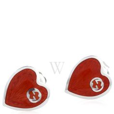 Gucci Ladies Earrings. SKU: YBD645547001. Color: Silver-tone. Metal Type: Silver. Metal Stamp: 925-Sterling. Gem stone type: None. Earrings style: 2 Band. Gucci Interlocking G Red Heart Earrings. Red Heart Earrings, Gem Stone, Metal Stamping, Heart Earrings, Red Heart, Fashion Earrings, Types Of Metal, Women's Earrings, Silver Tone