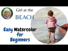 a girl at the beach drawing with watercolors for beginners