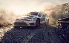 an advertisement for the volkswagen rally team