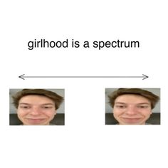 two people with different facial expressions and the caption'girlhood is a spectrum '