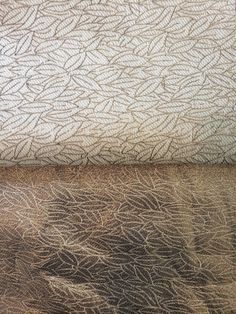 two different shades of brown and white fabric, one with leaves on the back side