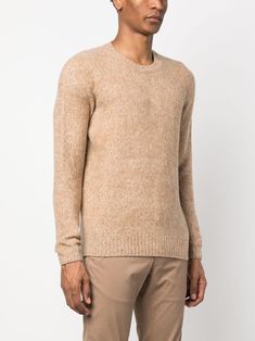 crew-neck lambs-wool jumper from DRUMOHR featuring light beige, lambs wool, knitted construction, ribbed-knit edge, crew neck, long sleeves and straight hem. This item is in size 50 and the color is Beige Beige Crew Neck Sweater With Ribbed Collar, Knit Edge, Wool Jumper, Sweaters Online, Feature Light, Light Beige, Ribbed Knit, 50 %, Jumper