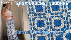 a crocheted blanket is shown with the words easy crochet square on it