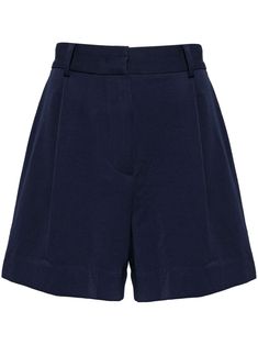 navy blue stretch-design high-waisted belt loops concealed front fastening two side slit pockets two rear jetted pockets thigh-length Void State, 2024 Halloween, Work Shorts, Short Outfits, Heathers, Womens Bottoms, Navy Blue, High Waisted, Navy