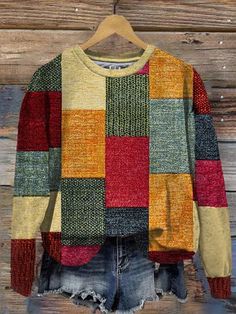 Color Block Sweater, Woman Colour, Color Block, Crew Neck Sweatshirt, Size Chart, Product Description, Crew Neck, Sweatshirts, Color