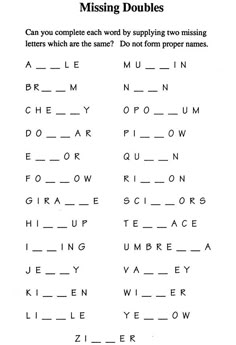 the missing doubles worksheet is shown in black and white, with an image of two