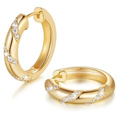 PRICES MAY VARY. 【Elegant Cubic Zirconia Detailing】Half adorned with three strings of meticulously arranged cubic zirconia, these 14k gold hoops earrings for women encapsulate the magnificence of cubic zirconia hoop earrings for women. Each stone captures and reflects light with an unmatched brilliance, ensuring you steal the spotlight by wearing our 14 karat gold hoop earrings wherever you go. 【Versatile Huggie Design】Striking a balance between the daintiness of gold small hoop earrings for wom Bold Gold Earrings, Gold Small Hoop Earrings, Earrings Small Hoops, Gold Hoops Earrings, Gold Huggie Hoop Earrings, 14k Gold Hoop Earrings, Small Gold Hoop Earrings, Small Gold Hoops, Chunky Hoop Earrings