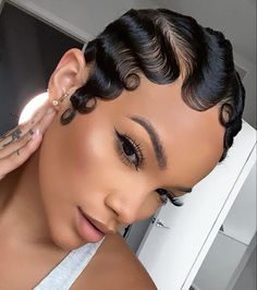 Female Haircut, Finger Waves Short Hair, Finger Wave Hair, Finger Wave, Short Hair Waves, Short Hair Black, Short Hair Pixie Cuts, Short Sassy Hair