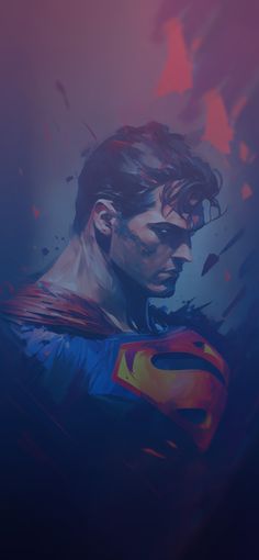 a painting of a man wearing a superman suit and holding his arm around his chest