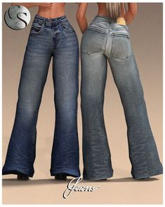 two women in jeans are standing next to each other