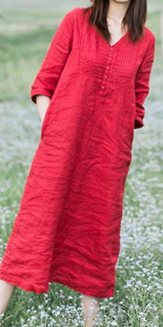 Red Women Dresses Casual Summer Linen Women Dresses Casual Plain Linen Summer Dress, Casual Solid Color Linen Dress For Vacation, Casual Linen Plain Dress, Plain Linen Summer Dress, Casual Plain Solid Linen Dress, Casual Linen Beach Dress In Solid Color, Casual Solid Color Linen Beach Dress, Casual Linen Solid Color Dress, Vacation Linen Dress Solid Color