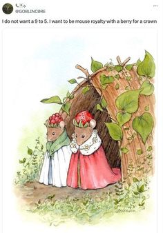 two mice in front of a tree with leaves on it and the caption says, i do not want to be mouse roupbly with a berry for