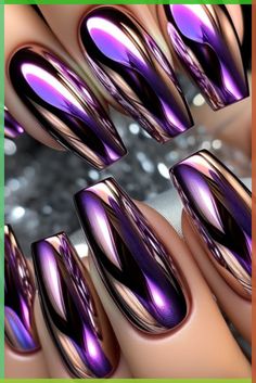 graduation nails, nail ideas, nail designs, nail inspo, acrylic nails Purple Nail Art, Purple Nail Designs, Pretty Nail Art, Nail Designs Glitter, Gel Nail Designs, Fabulous Nails, Nail Art Inspiration, Fancy Nails